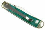 Pocket Knife With Chrysocolla & Malachite Inlays & Matching Base #327604-4